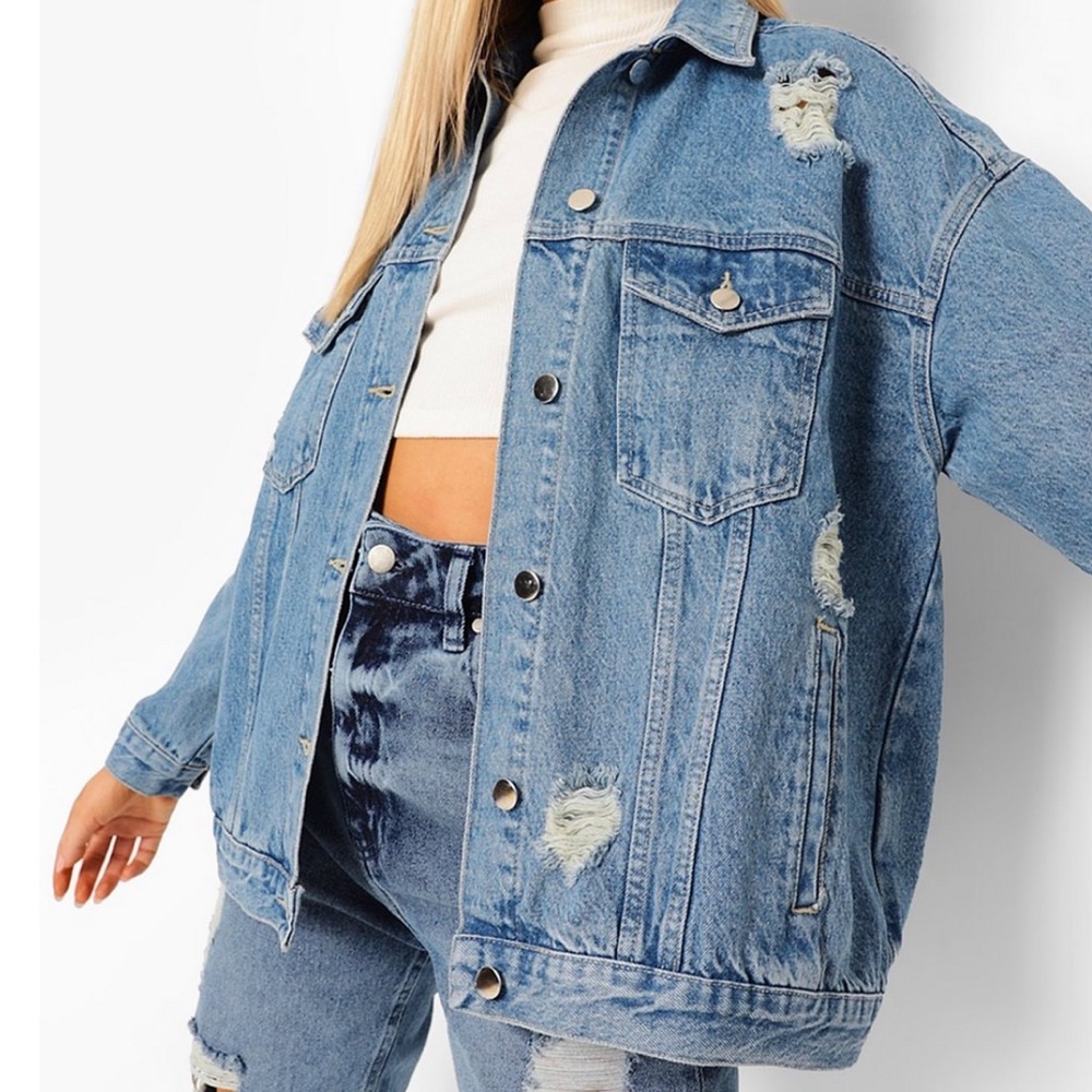 Boohoo distressed denim jacket